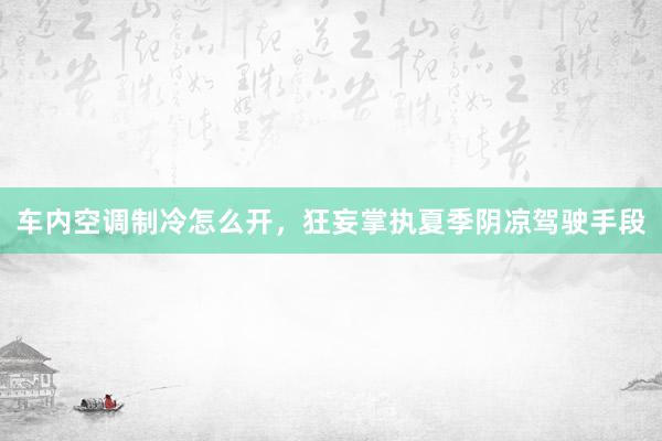 车内空调制冷怎么开，狂妄掌执夏季阴凉驾驶手段